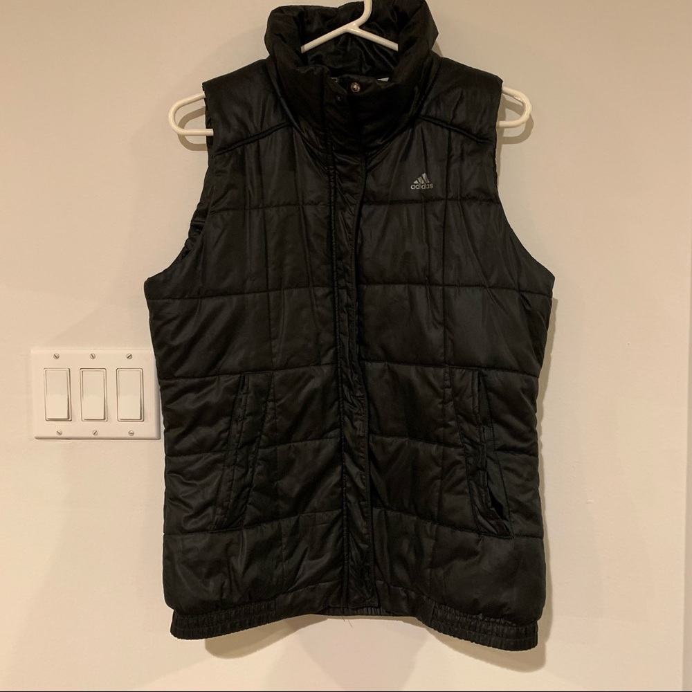 Adidas Women’s Black vest quilted Medium M full zip up